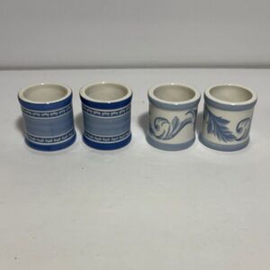 Villeroy and Bach Blue and White Ceramic napkin Holders set of 4 dining